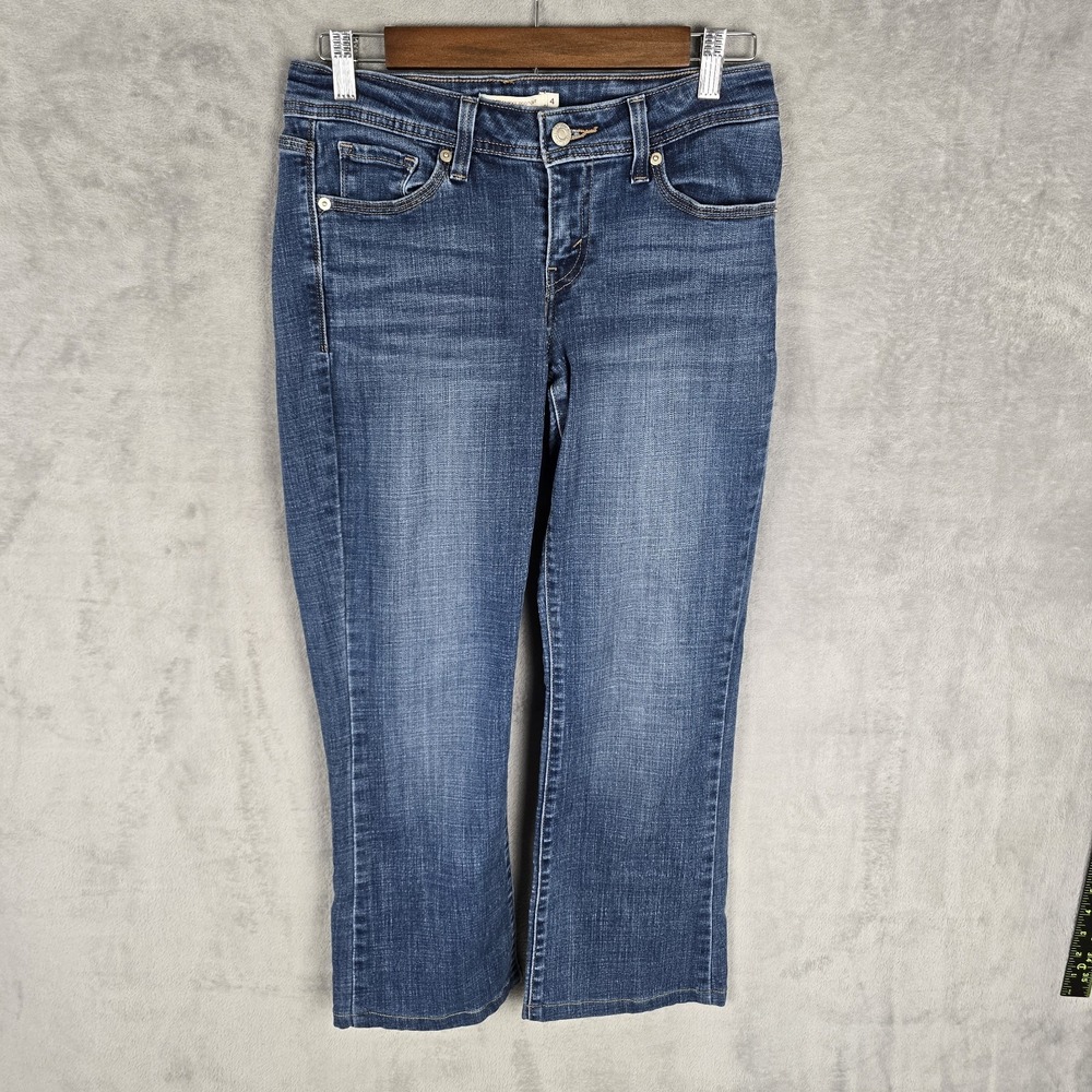 Levis 529 Curvy Bootcut Jeans Womens 4 Medium Wash Cropped Denim Blue Capris